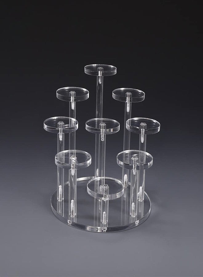 Fengtaike 9 Tier Acrylic Riser Action Figure Display Stand, Round Acrylic Jewelry Ring Display Stand fit for 2 inches Wide Small Figure - Image 2